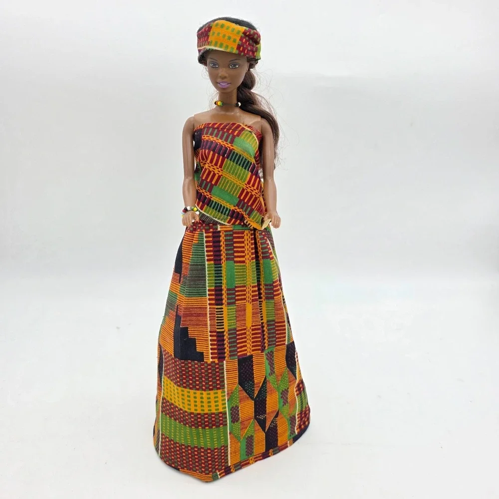 Mattel Barbie African Heritage Fashion Doll Colorful Outfit Kente